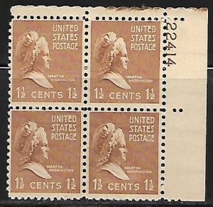 #805 Presidential  Upper Right Plate Block #22414 F VF NH  SCV=$.50