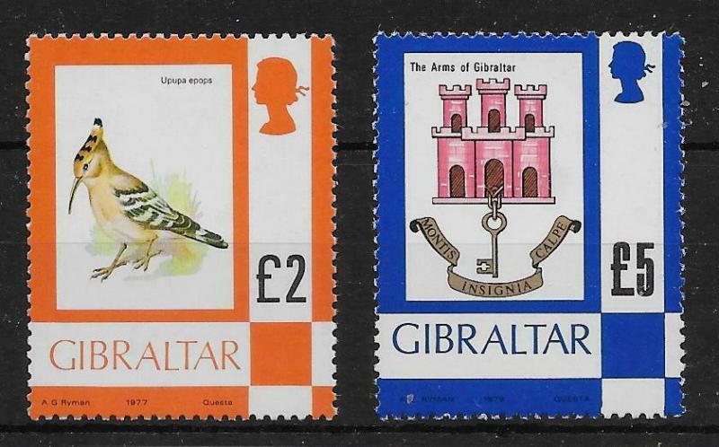 GIBRALTAR SG389/a 1977-9 £2 & £5 DEFINITIVE STAMPS MNH