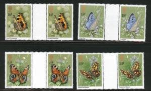 Great Britain Scott 941-4 MNH** 1981 Butterfly gutter pairs