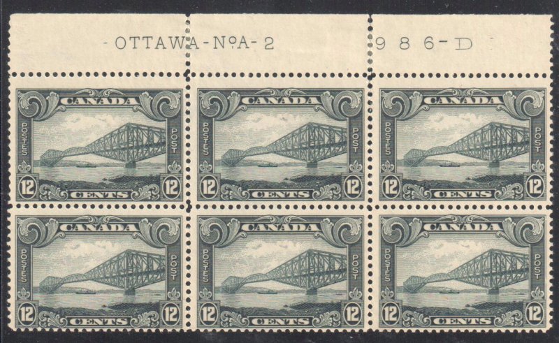 Canada #156 MINT 3NH-3LH BLOCK OF 6 - Inscription OTTAWA NoA -2  986-D C$720.00