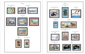 COLOR PRINTED ITALY 1990-1999 STAMP ALBUM PAGES (66 illustrated pages)