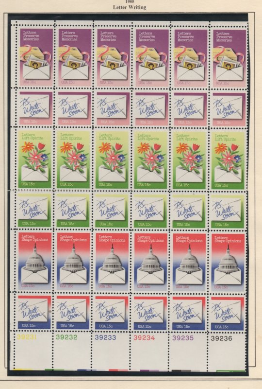 Scott # 1805-1810   unused MNH PB of 36