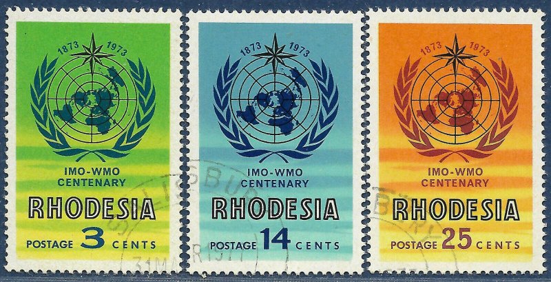 Rhodesia sg 481-3 used 1973 set of 3 IMO-WMO Centenary