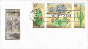 1981 FDC, #1945a, 20c Desert Plants, Andrews Cachet, block of 4