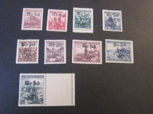 Czechoslovakia 218-26 set MAHR.OSTRAU WIR SIND FREI OVERPRINT OG MNH VF