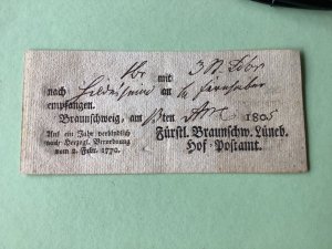 Germany Braunschweig  post office 1805 postal note Ref A1614