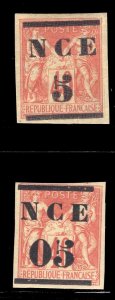 MOMEN: FRENCH COLONIES NEW CALEDONIA SC #2-3 1881-3 MINT OG H LOT #66073