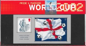 GB SGMS2292 2002 WORLD CUP 1st MINIATURE SHEET PRESENTATION PACK