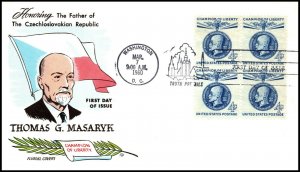 Scott 1147 - 4 Cents Masaryk - Fluegel FDC - Unaddressed Block Planty 1147-11