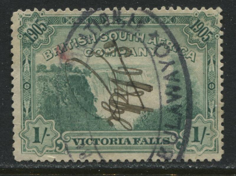 Rhodesia 1905 1/ green used with revenue cancels.