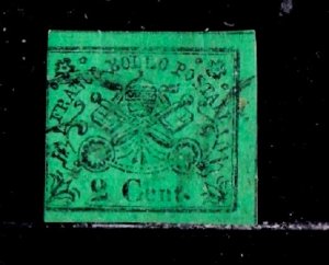 Roman States stamp #12, used, glazed paper,  CV $350.00