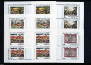 CZECHOSLOVAKIA 1984 PAINTINGS SET OF 5 SHEETS OF 4 STAMPS MNH