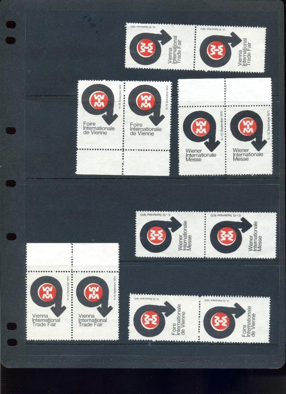 12 VINTAGE 1970 VIENNA INTERNATIONAL  TRADE FAIR EXPOSITION POSTER STAMPS (L766)