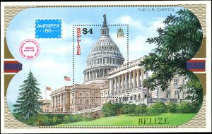 BELIZE Sc 822 VF+/MNH - 1986 Ameripex '86 S/S - Fresh!