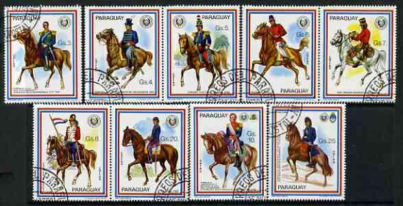 Paraguay 1978 Military Uniforms set of  9 fine cto used