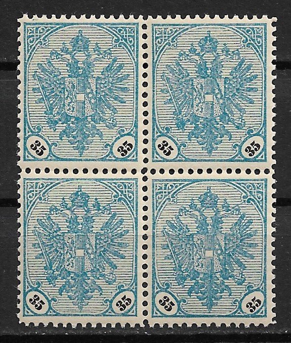 1901 BOSNIA & HERZEGOVINA  Sc27 Coat of Arms 35h MNH block of 4