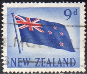 New Zealand 342 - Used - 9p Flag (1960)