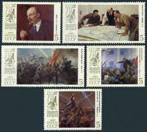 Russia 5591-5595,5596,MNH.Michel 5748-5752,Bl.194. October Revolution-70,1987.