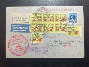 1932 Vatican City Overprint LZ 127 Graf Zeppelin Cover to Paranagua Brazil