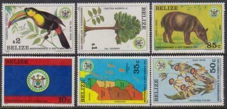 Belize 1981-1982 SC 594-599 MNH Set Birds Animals