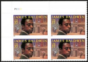 USA Sc. 3871 37c James Baldwin 2004 MNH plate block