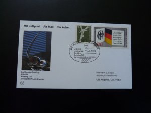 first flight cover Dusseldorf Los Angeles Boeing 747 Lufthansa 1989