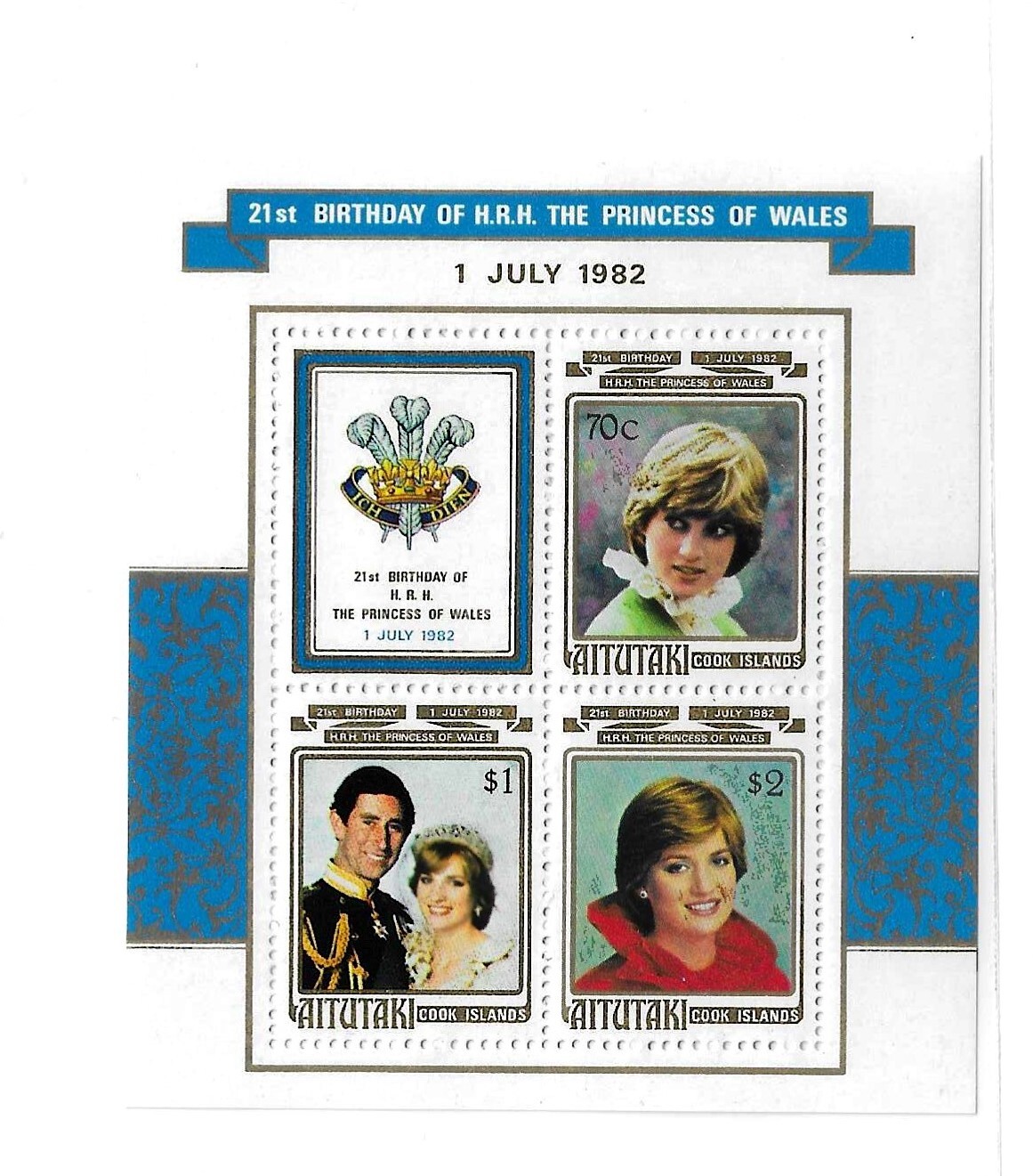 Aitutaki 1982 21st Birthday of Princess Diana Sc 264a S/S MNH C10 ...