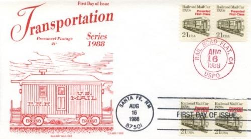 1988 RailRoad Mail Car (Scott 2265) Gamm Dual Cancel