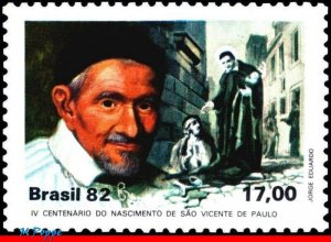 1794 BRAZIL 1982 ST.VICENT DE PAUL, FAMOUS PEOPLE, RELIGION, MI# 1894 C-1254 MNH