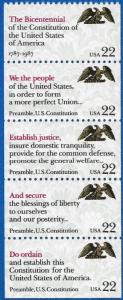 1987 22c Drafting of Constitution, Booklet Pane of 5 Scott 2355-59 Mint F/VF NH