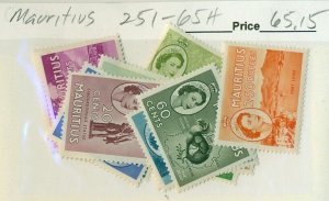 MAURITIUS #251-65, Mint Hinged, Scott $65.15