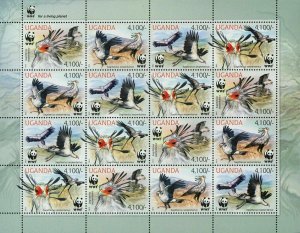Secretary Bird Stamp WWF Sagittarius Serpentarius Sheet of 4 Sets S/S MNH #3000 