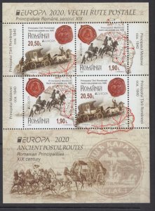 Romania STAMPS 2020 EUROPE CEPT HORSES MNH POSTAL ROUTES BLOCK