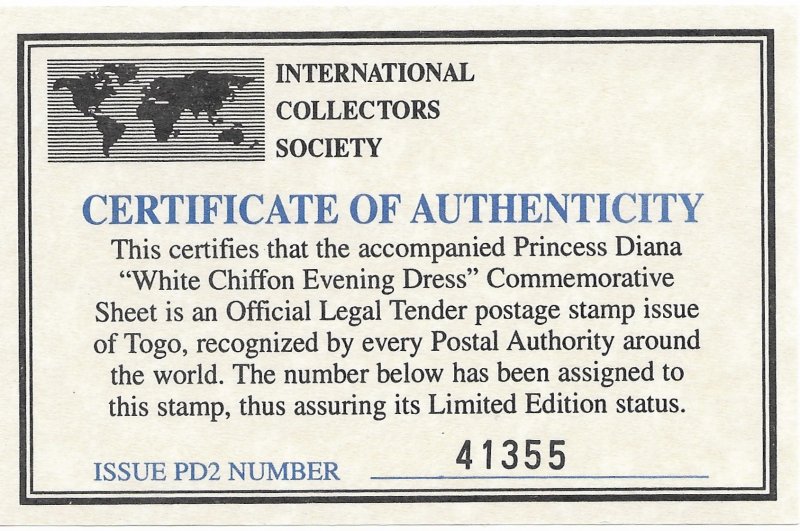 princess diana white chiffon evening dress stamp Princess Diana Commemorative Stamp Set main image 1