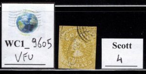 WC1_9605. CHILE. High value 1854 stamp. Scott 4. Used