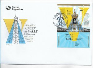 ARGENTINA 2020 VIRGIN OF CATAMARCA VALLEY 400 YEARS RELIGION. SOUVENIR SHEET FDC