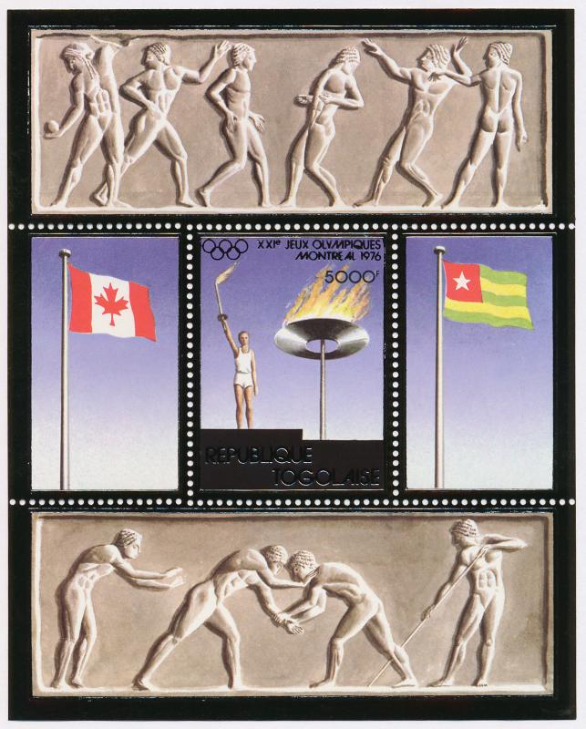 Togo MIBK 100a MNH Montreal Olympics, Flame, Flags, Gold Foil