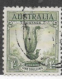 Australia #141  1sh  green Male Lyrebird  (U ) CV $4.50