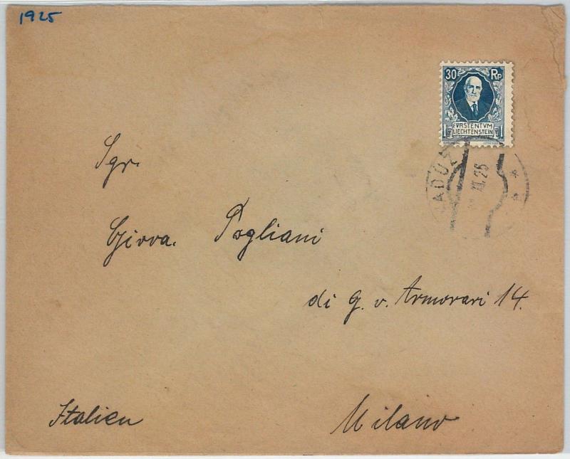 58174  - LIECHTENSTEIN  - POSTAL HISTORY: COVER to ITALY - 1925 