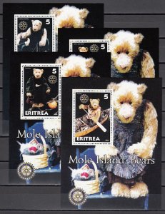 Eritrea, 2001 Cinderella issue. Mole Island.Bears on 4 s/sheets.