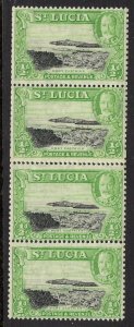 ST.LUCIA SG113a 1936 ½d MTD MINT VERTICAL COIL STRIP OF 4 WITH COIL JOIN