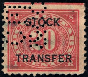 RD6 20¢ Revenue: Stock Transfer (1918) Perfin