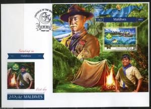 MALDIVES 2015 SOUTING IN MALDIVES BADEN POWELL  SOUVENIR SHEET  FIRST DAY COVER