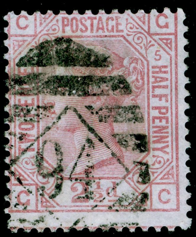 SG141, 2½d rosy mauve PLATE 5, USED. Cat £80. GC