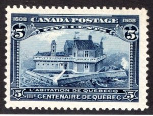 Scott 99, Champlain's Habitation, 5c, 1908, F, MNHOG, Canada