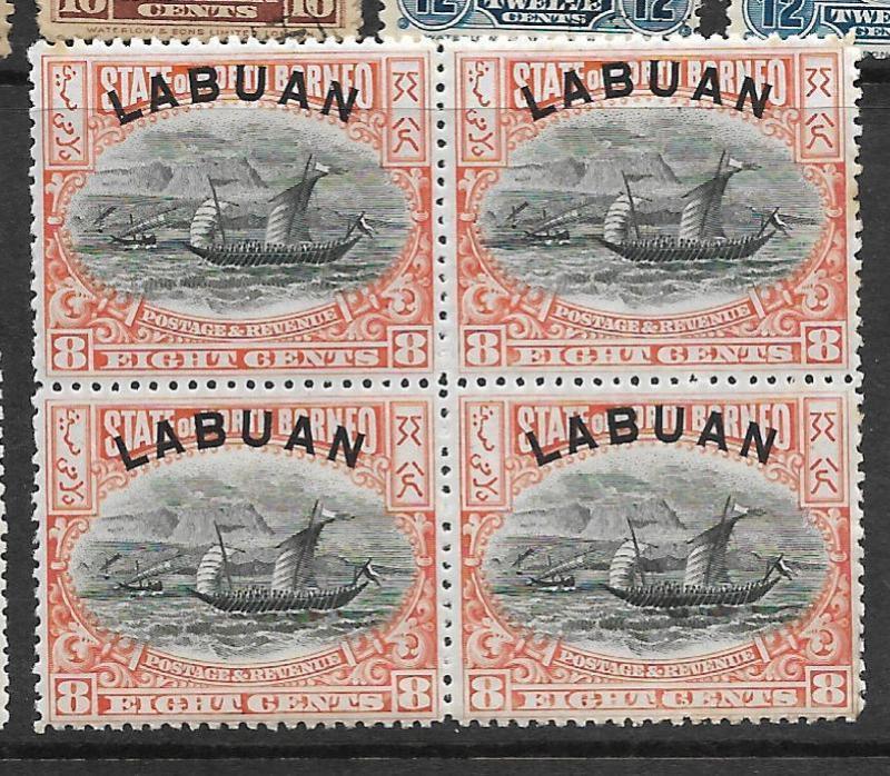 LABUAN (P2401B) 8C BOAT SG 94A BL OF 4  MNH