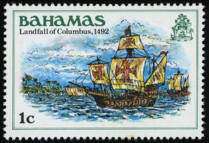 BAHAMAS Sc 464 MNH - 1980 1c - Columbus Landing in 1492