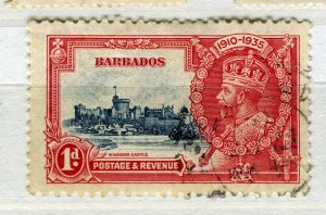 BARBADOS; 1935 early GV Silver Jubilee issue fine used 1d. value