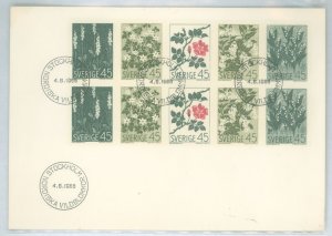 Sweden 786a 1968 Nordic Wild Flowers, Booklet pane of 10 on an unaddressed FDC