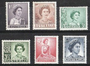 AUSTRALIA  SG#308-314 Queen Elizabeth II Definitives (1959-1962) MNH